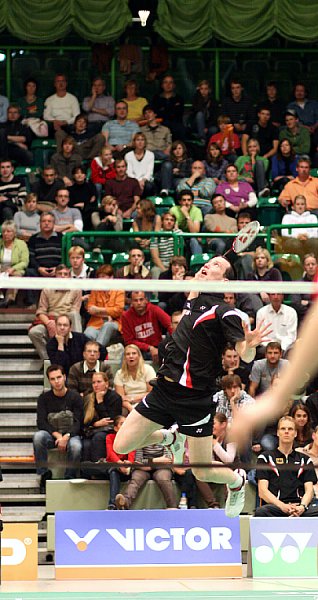 Ingo Kindervater beim Badminton-Länderspiel Deutschland - England in Wuppertal, Foto: Frank Kossiski